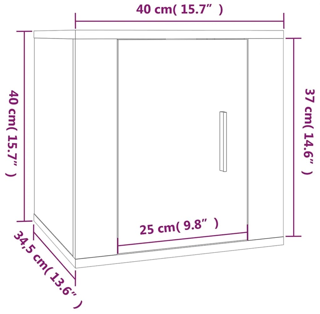 Mobile Porta TV a Parete Rovere Sonoma 40x34,5x40 cm