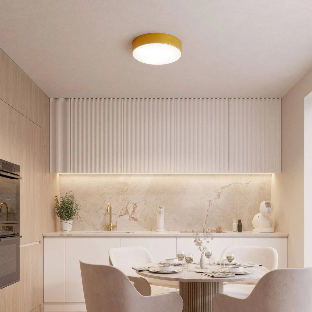 TEMAR LIGHTING Plafoniera Cleo, Ø 20 cm, IP54, colore oro, metallo, E27