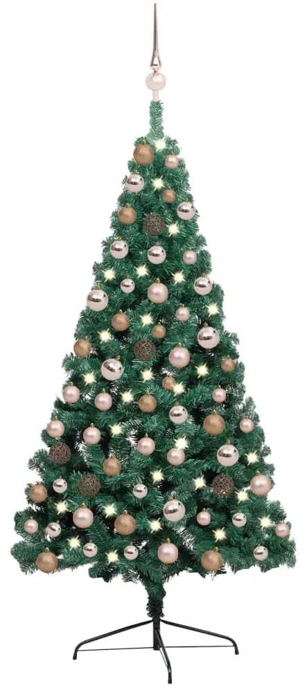 Albero di Natale Preilluminato con Supporto Verde 120 cm PVC