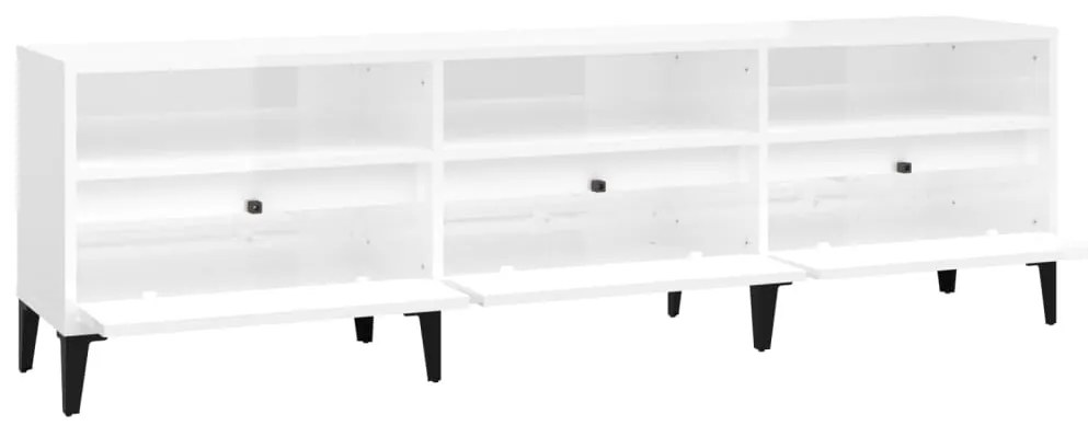 Mobile Porta TV Bianco Lucido 150x30x44,5 cm Legno Multistrato