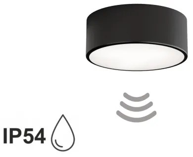 Plafoniera da bagno con sensore CLEO, 1x E27/24W/230V, Ø 20 cm, IP54, nero