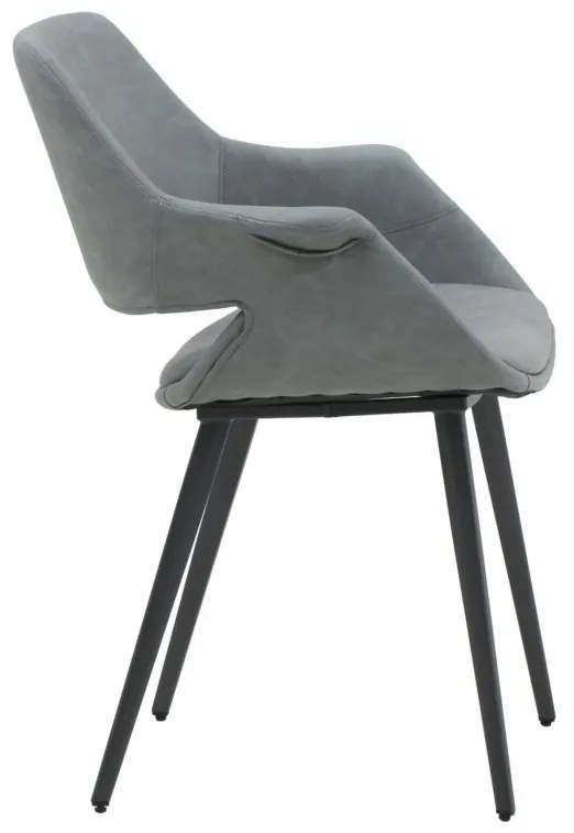 Set di sedie EMBAJADORES in similpelle grigio e gambe in metallo nero, con braccioli