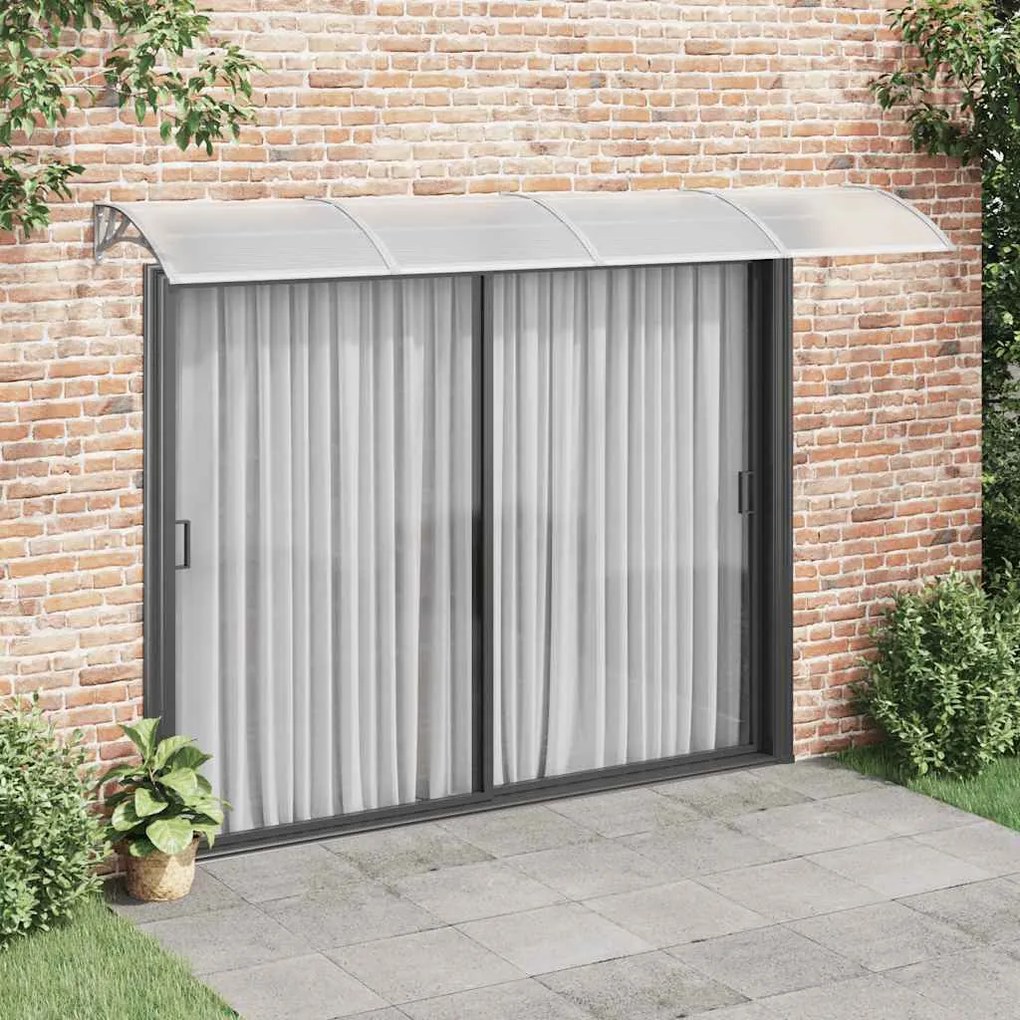 Tettoia Per Porta Grigio E Trasparente 350x75 Cm Policarbonato /