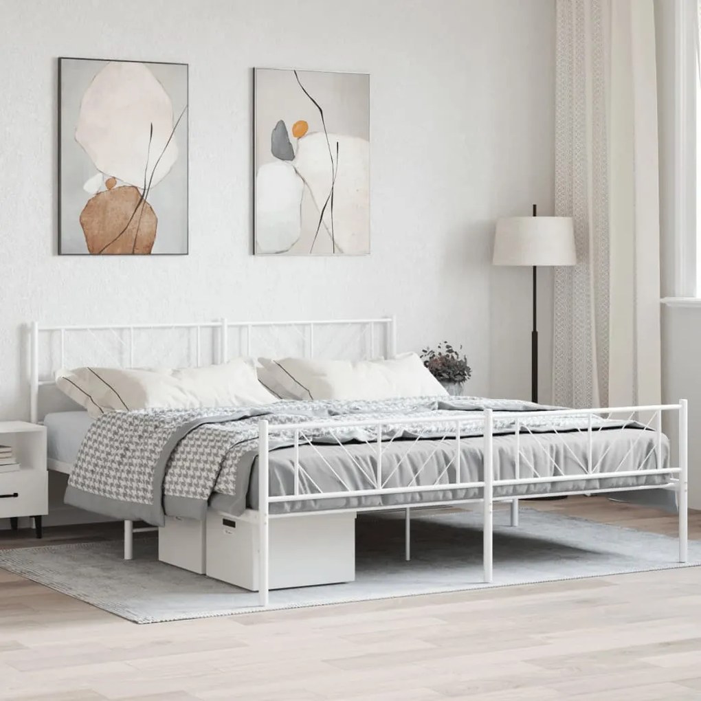 Giroletto Con Testiera E Pediera Metallo Bianco 200x200 Cm /