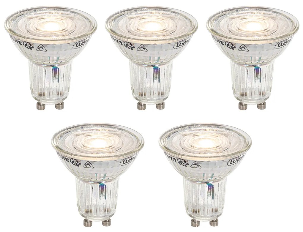 Set van 5 GU10 50mm dimbaar in Kelvin LED lampen helder 4.9W 400 lm 2200-3000K
