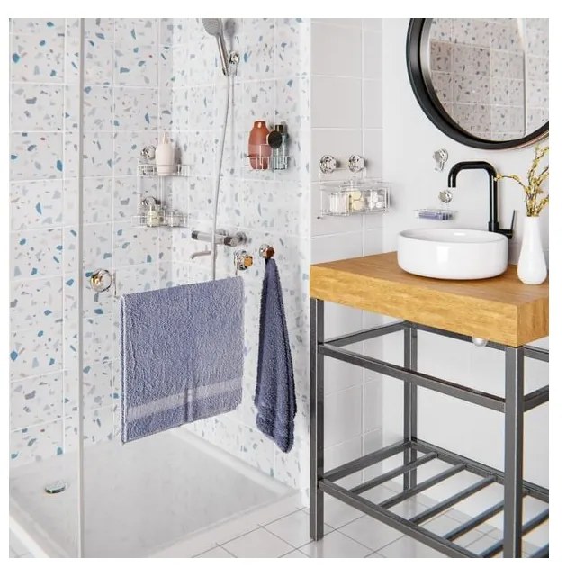 Mensola angolare autoportante in metallo per bagno in argento Bestlock Bath - Compactor