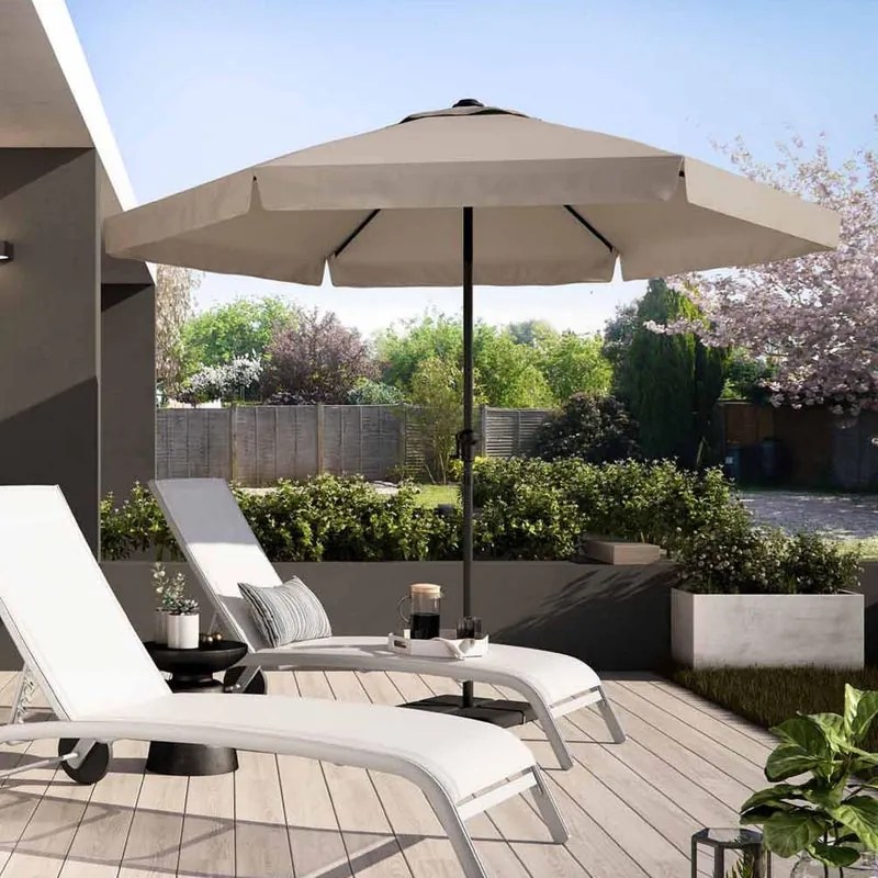 Ombrellone a palo centrale grigio Avea NATERIAL con telo esagonale tortora L 296 x P 296 x H 247 cm