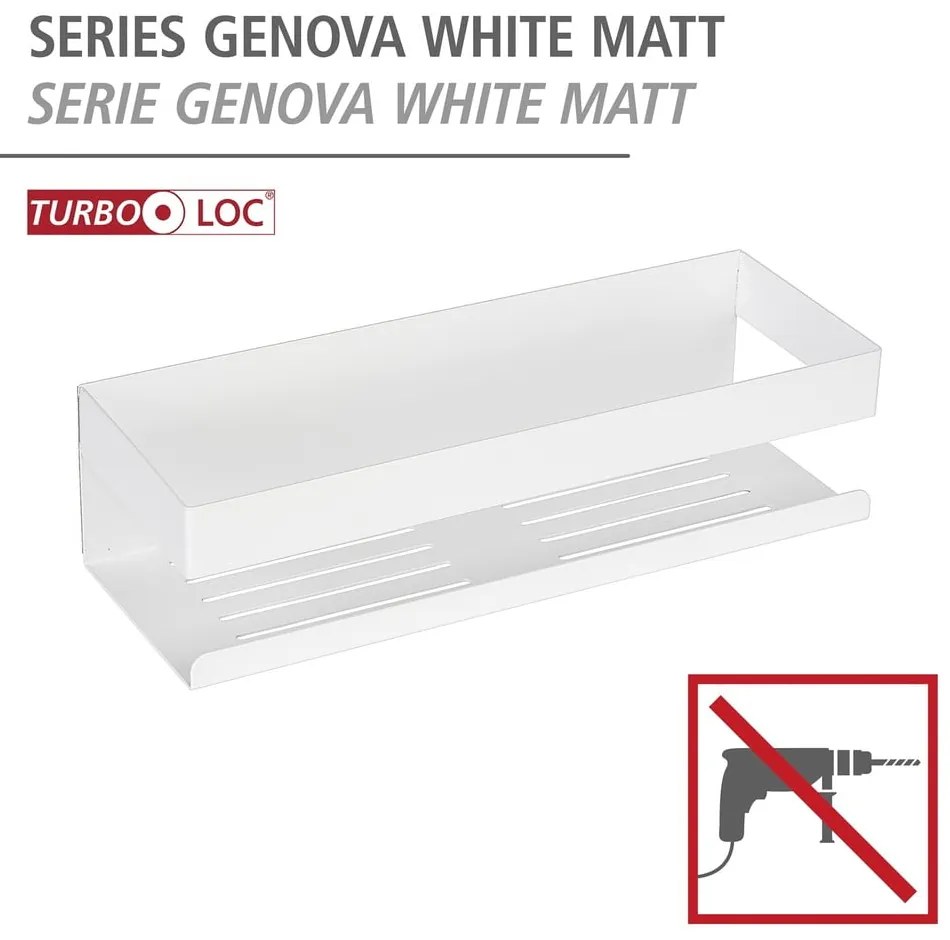Mensola da bagno senza foratura bianco opaco in acciaio inox con aggancio Turbo-loc Genova – Wenko