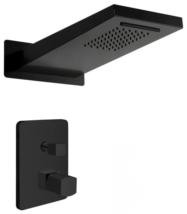 Set doccia da incasso con soffione a sbalzo 22x50 cm nero opaco Lotus