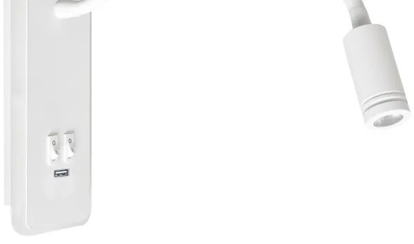 Lampada da parete flessibile a LED con USB BASE LED/8W+LED/2W/230V bianca