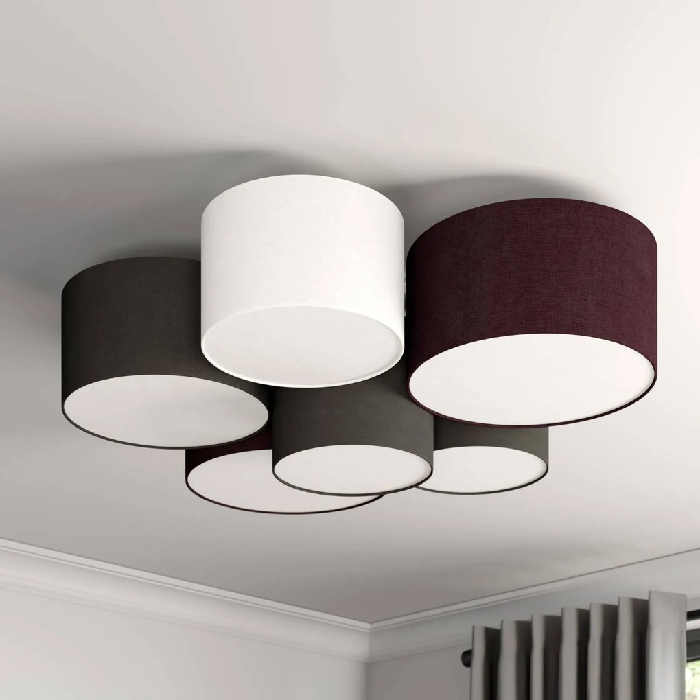 Lindby Laurenz, plafoniera a 6 luci, grigio, marrone