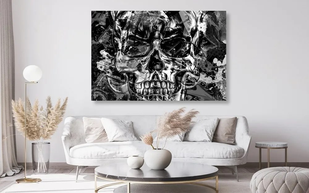 Quadro su tela – Teschio artistico in bianco e nero