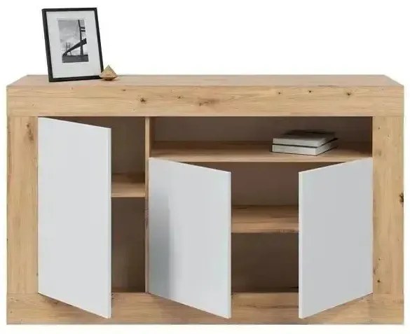 Credenza 3 ante rovere nodi-bianco