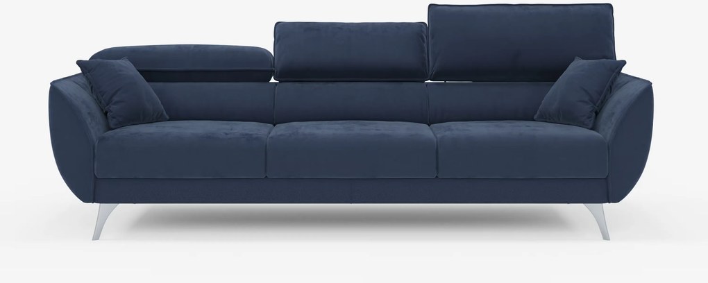 Michelangelo 4 Posti – Divano con 3 sedute estensibili e poggiatesta reclinabili in elegante tessuto vellutino smacchiabile T30