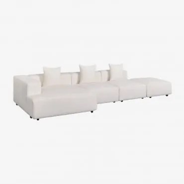 Divano Componibile Chaise Longue Angolare Sinistro In 3 Pezzi Con Puff (↔︎390 Cm) Bruna Bouclé Blanco - Sklum