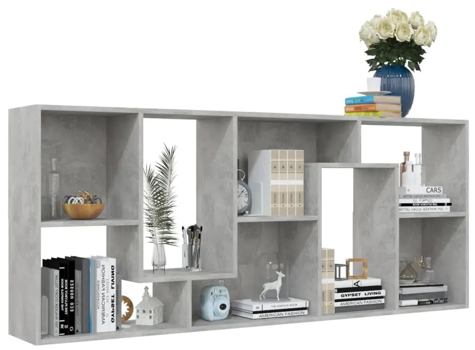 Libreria Grigio Cemento 67x24x161 cm in Legno Multistrato