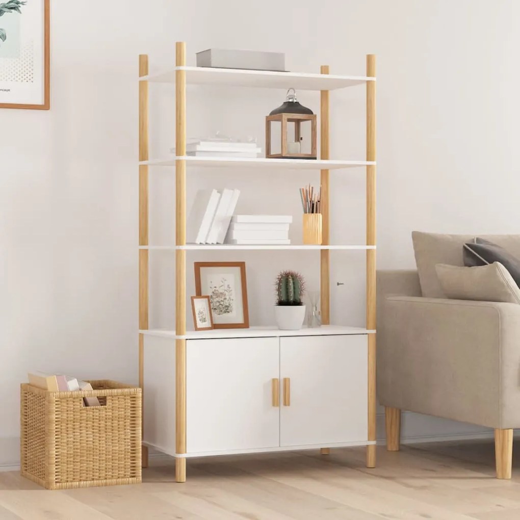 Credenza Bianca 80x40x153 Cm İn Legno Multistrato /