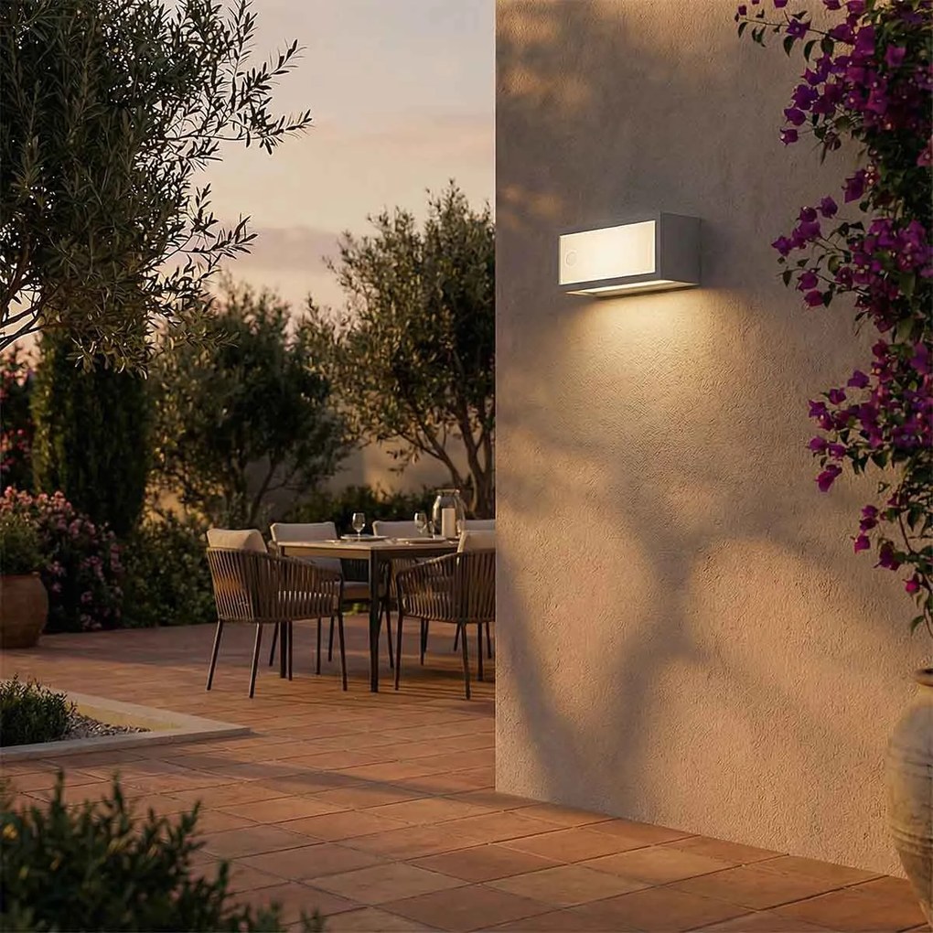 Applique con Sensore Movimento E27 IP65 FLUTE per esterno - Grigia