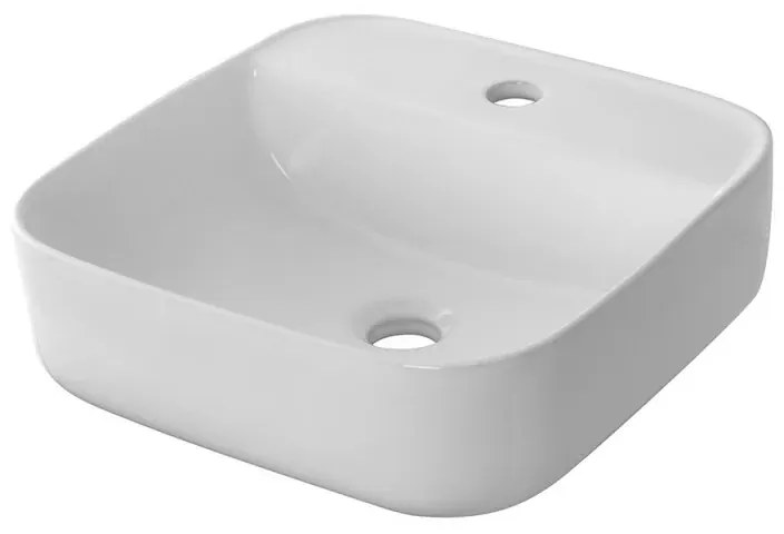 Lavandino da appoggio 39x39 cm in ceramica lucida con angoli tondi