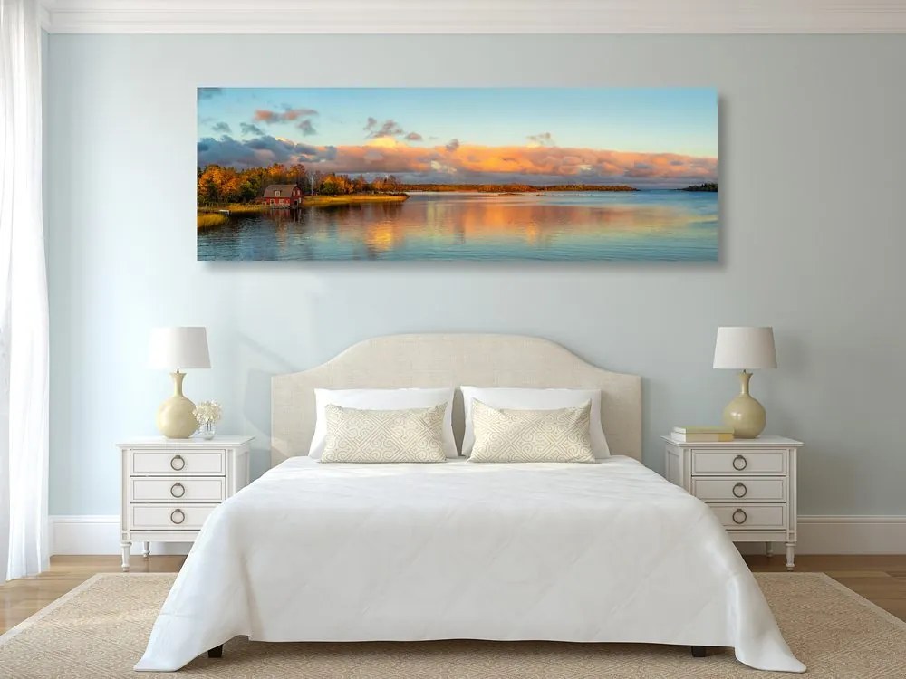 Quadro su tela – Tramonto sul lago