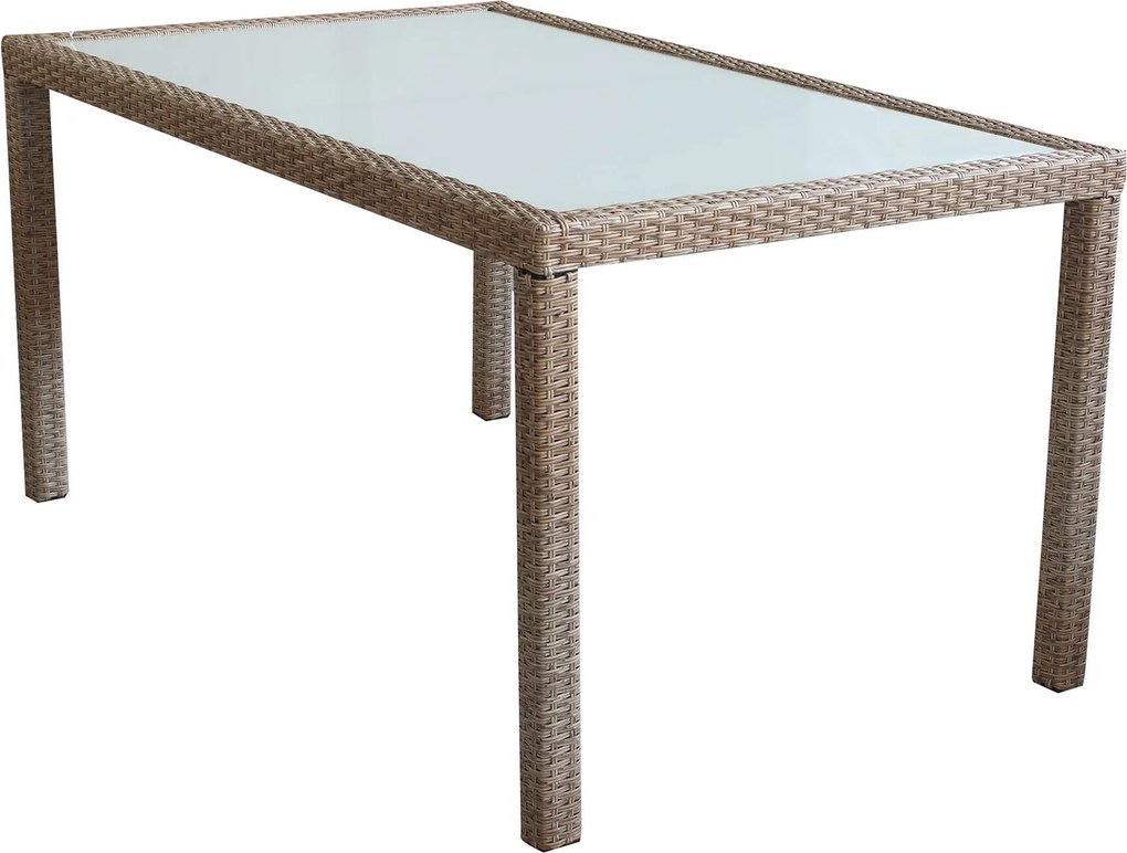 AXONA - tavolo intreccio in wicker vetro