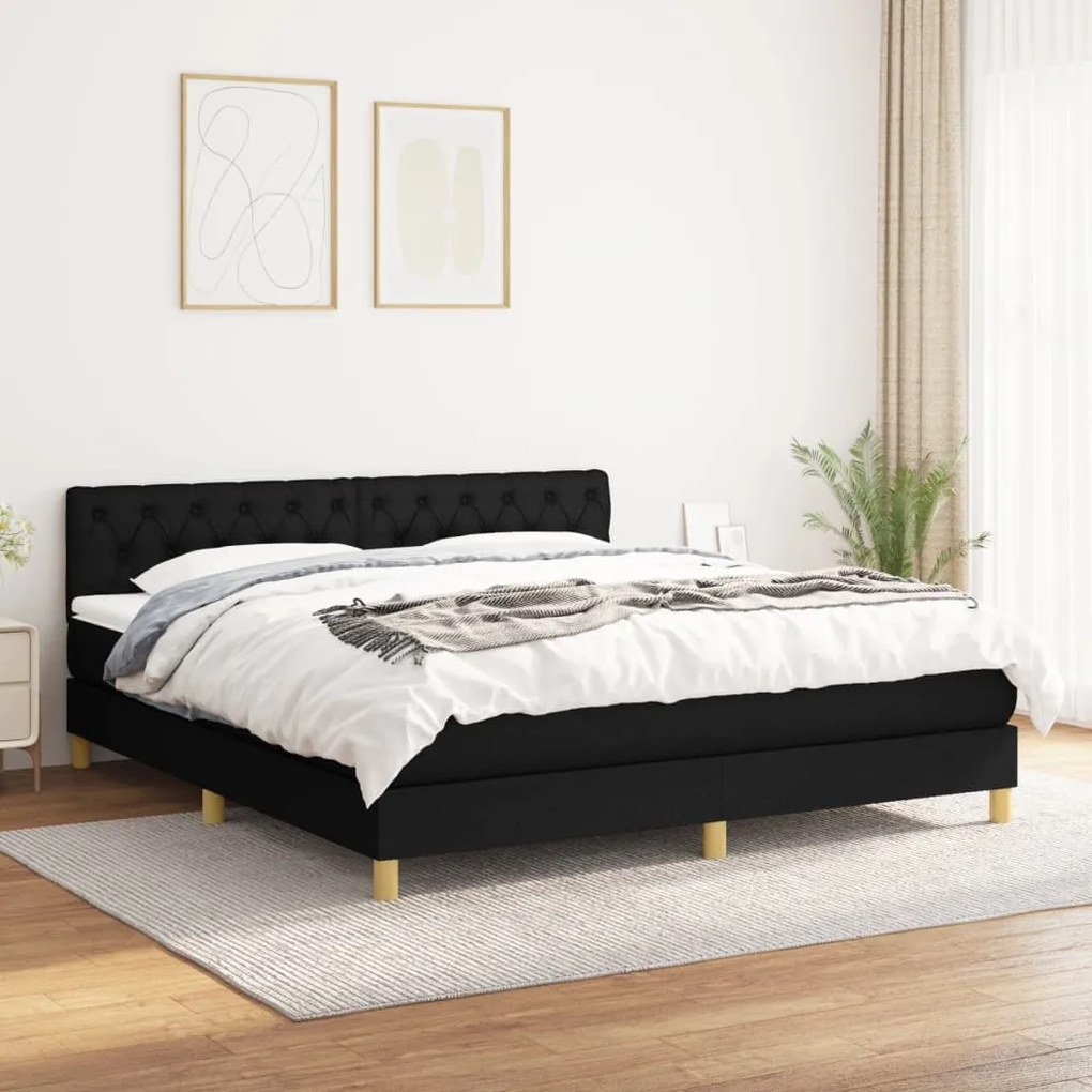 Giroletto A Molle Con Materasso Nero 160x200 Cm İn Tessuto /