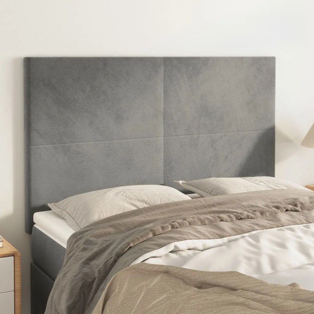 Testiere 4 Pz Grigio Chiaro 72x5x78/88 Cm İn Velluto /