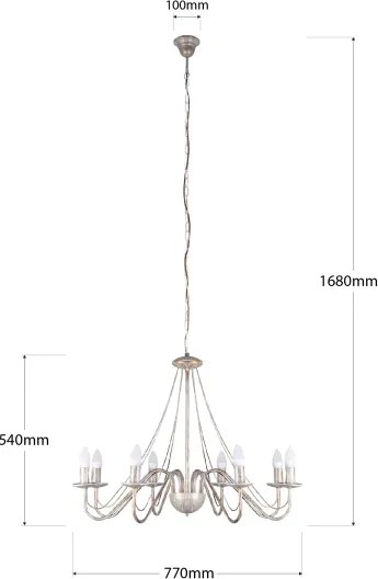 Lampadario a catena MALBO 8xE14/10W/230V bianco/oro/patina