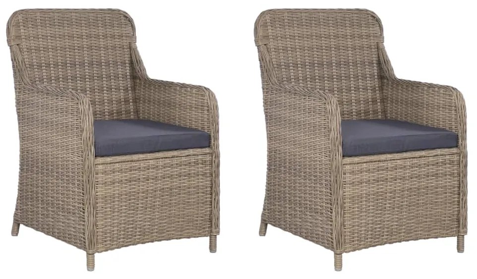 Set da Bistro 3 pz con Cuscini in Polyrattan Marrone