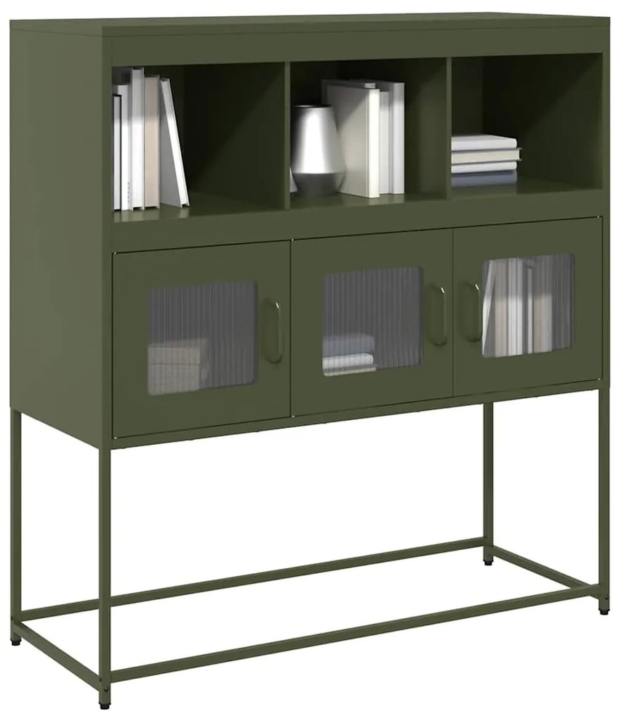 Credenza Verde Oliva 100,5x39x107 Cm Acciaio Laminato A Freddo /