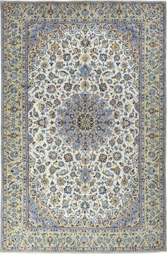 Kashan Tappeto 400x270 Beige (Iran) Annodato A Mano