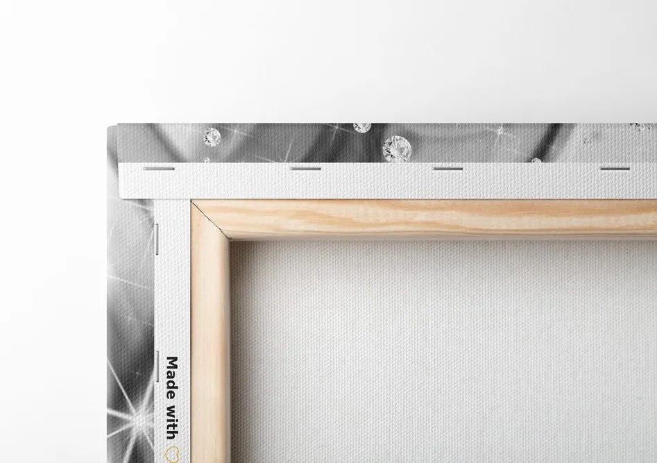 Stampa su tela – Fiori in bianco e nero su sfondo astratto