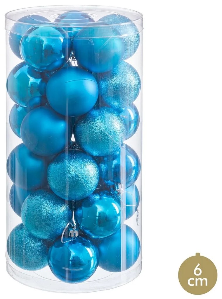 Palle di Natale Azzurro Plastica Ø 6 cm (30 Unità)