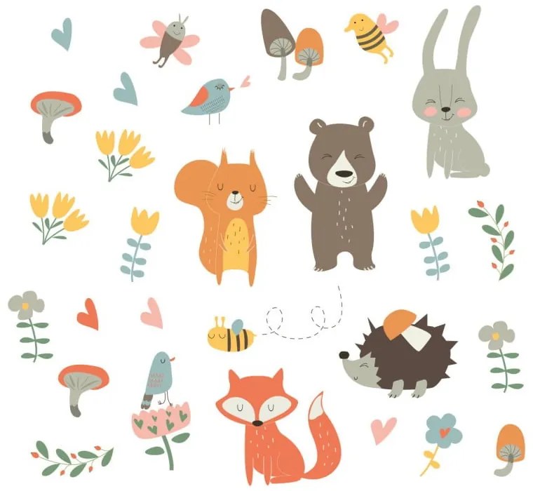 Set di adesivi murali Funny Scandinavian Animals - Ambiance