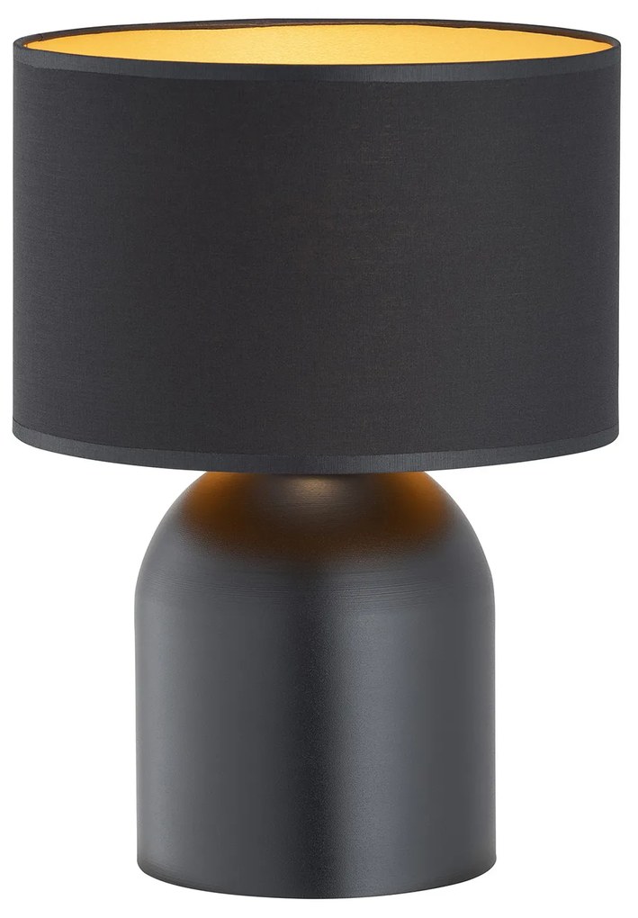 Lampada Da Tavolo Nordica Enlil 1 Luce In Acciaio Nero E Oro
