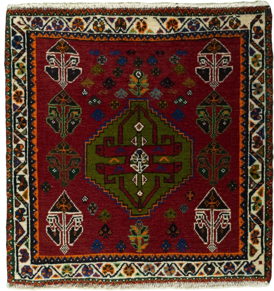 Shiraz Tappeto 60 x 60 Rosso (Iran) Annodato A Mano