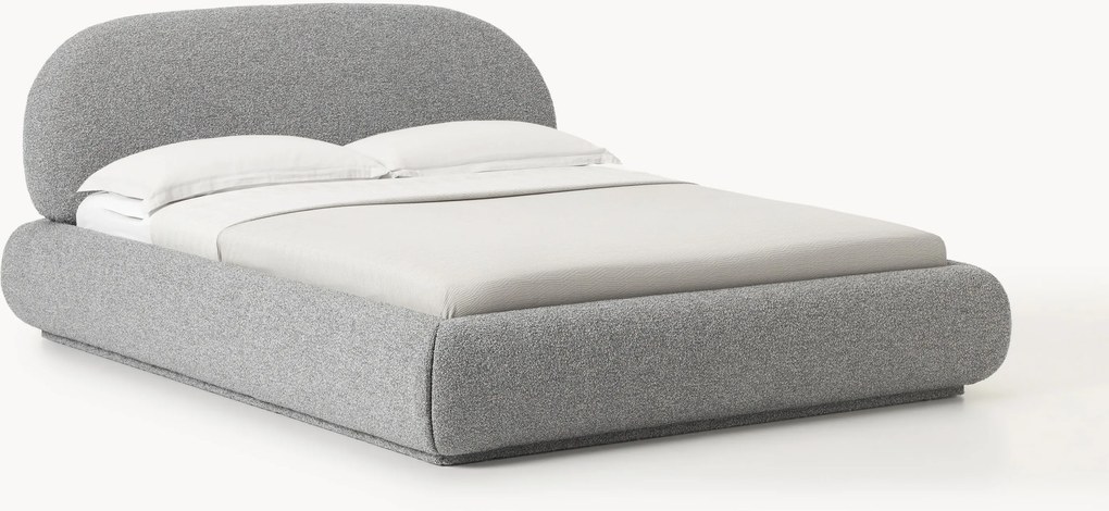 Letto imbottito in bouclé con contenitore Alba