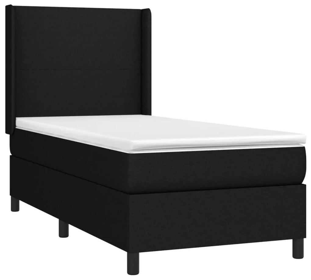 Letto a Molle con Materasso e LED Nero 90x200 cm in Tessuto