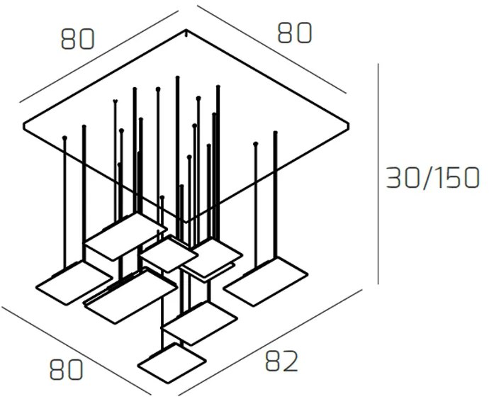 Sospensione Moderna Pixel Metallo Sabbia 10 Luci Gx53