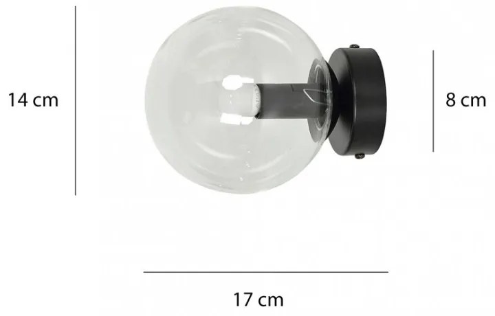 Lampada da Parete ROSSI K1 BL E14 Grafite,Trasparente, Miele Colore del corpo Trasparente