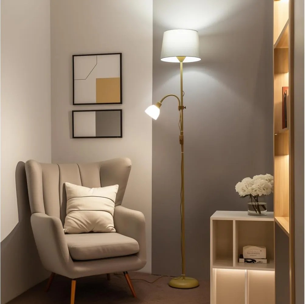 Brilagi - Lampada da terra CERIA 2 in 1 1xE27/100W/230V + 1xE14/25W oro/grigio