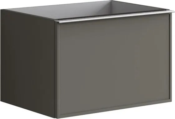 Mobile da bagno sospeso sotto lavabo Pixel frame 2 cassetti  L 60 x H 40 x P 45.5 cm grigio carbone laccato opaco, con maniglia alluminio brillante