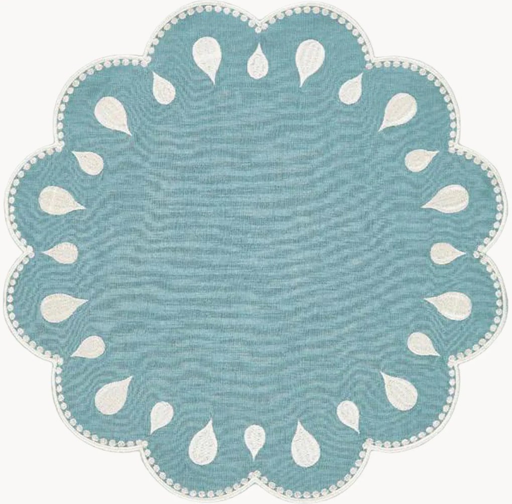 Tovaglietta rotonda con bordo ricamato Gotas