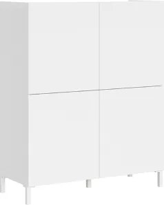 Credenza in legno 90x110 cm a 4 ante e 2 vani con ripiani Bianco Lucido HARAS