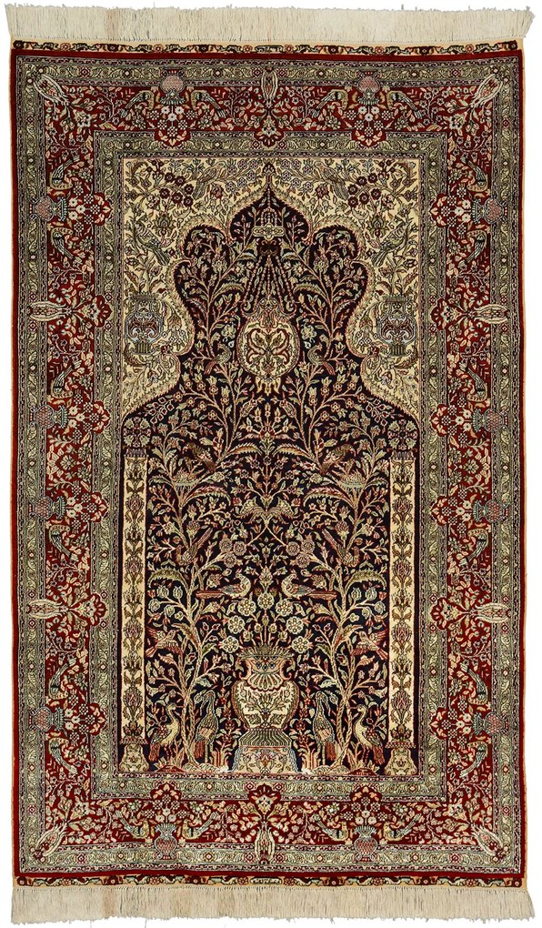 Ghom Tappeto orientale 150x90 Blu (Cina) Annodato A Mano