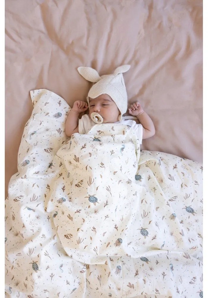 Set copripiumino e federa da bambini giallo chiaro in cotone organico per culla 70x100 cm Sea Garden – Cam Cam Copenhagen