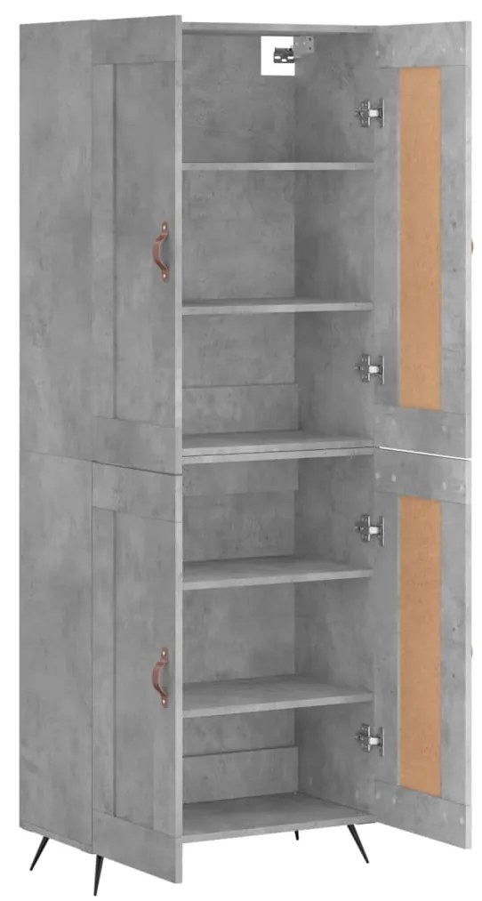 Credenza Grigio Cemento 69,5x34x180 cm in Legno Multistrato