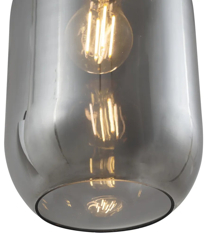 Lampada a sospensione moderna nera con vetro fumé a 3 luci - Sheena