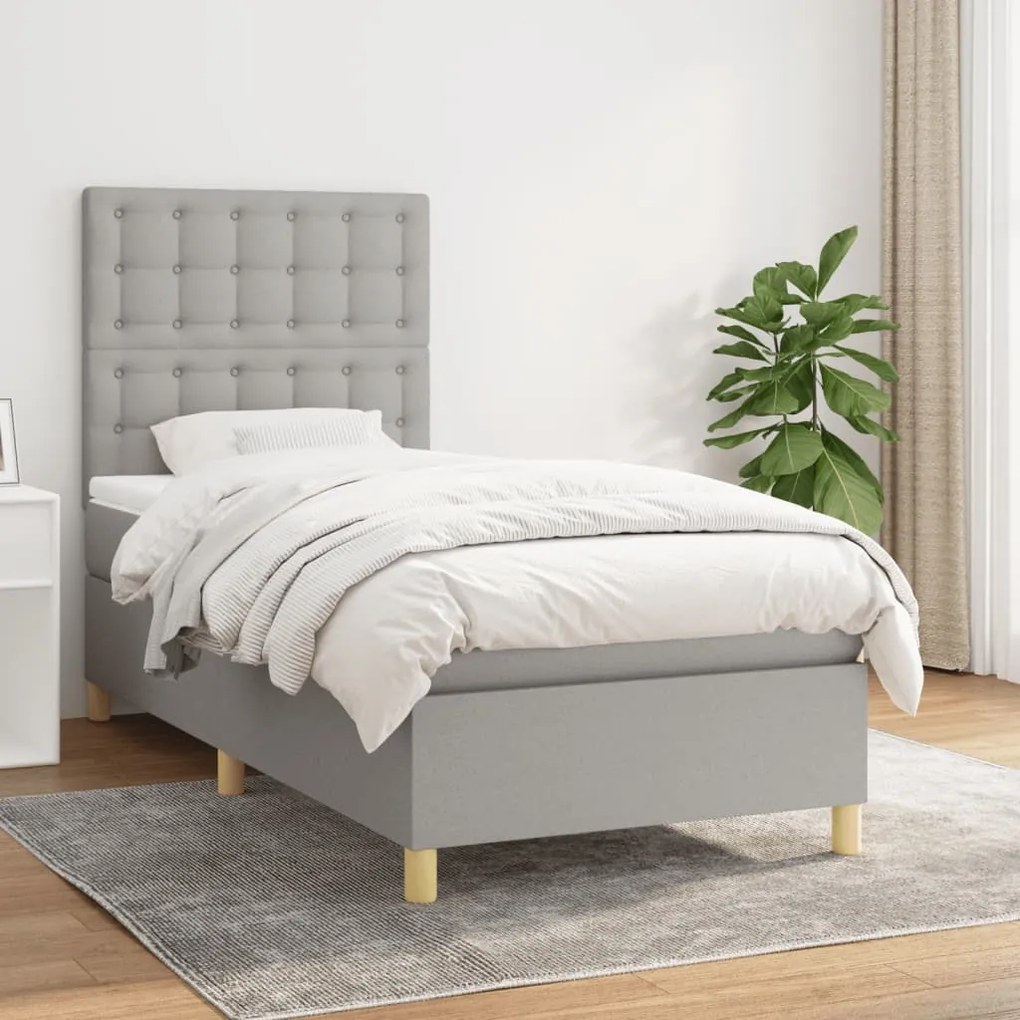 Giroletto A Molle Con Materasso Grigio Chiaro100x200 Cm Tessuto /