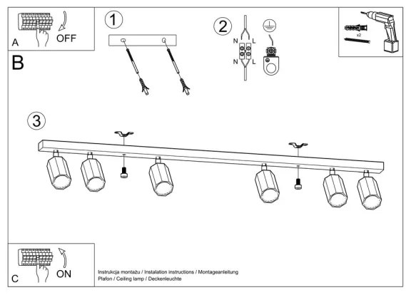 Sollux SL.1032 - Faretto ZEKE 6xGU10/40W/230V quercia